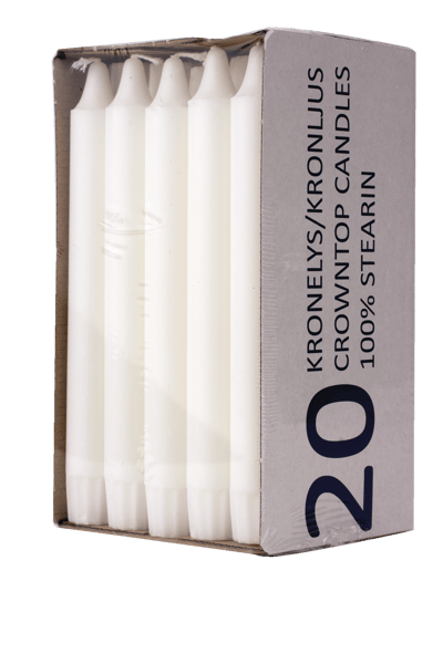 Kronelys 19cm Ren Stearin 20 Stk