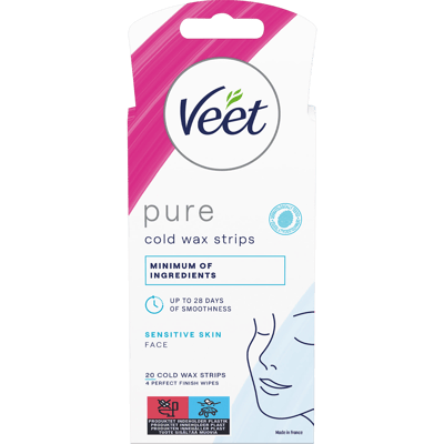 Veet Pure Cold Wax Strips Sensitive Ansigt 20 stk