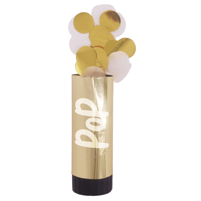 Konfettirør m Fjedreefekt  3stk Guld