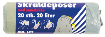 Affaldspose m snøreluk 20 l  20-pak