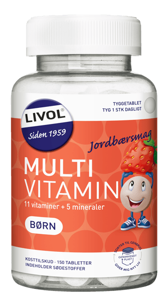 Livol Multivitamin til børn Jordbær 150 stk
