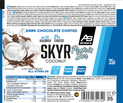 Alla stjärnor Skyr Protein Bar Kokos 35G