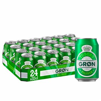 Green Tuborg Pilsner - 4.6% beer, 24x33cl can
