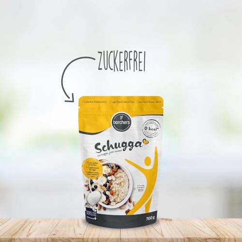 Borchers Schugga 700 g | Kein Zucker, nur süß | XXL-Tasche | Erythrit mit kristallinem Sucralose-Süßstoff | Zuckeralternative | Süßstoff | Kalorienfrei | 0,7 kg