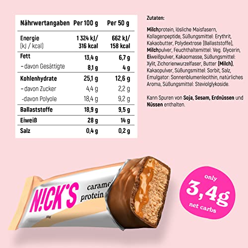 NICKS Protein Bar Mix, Keto Protein Bars Low carb snacks without added sugar, Gluten free | 15g protein with collagen (9 protein bars x 50g)