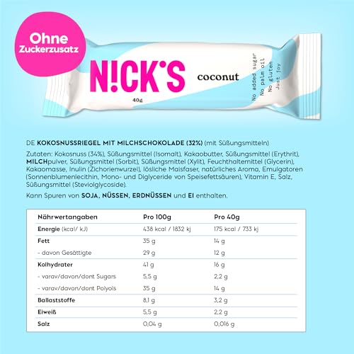 NICKS Keto Bars Peanuts n fudge, chocolate peanuts caramel snacks, 175 calories, 3.9 net carbs, no added sugar, gluten free, low carb sweets (15x40g)