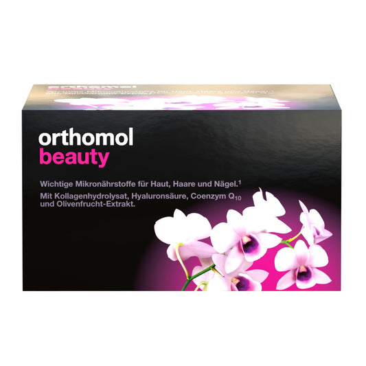 Ortomol belleza para mujeres - para piel, cabello y uñas - con coenzima Q10, biotina y zinc - recarga con botella de bebida, 30 porciones diarias