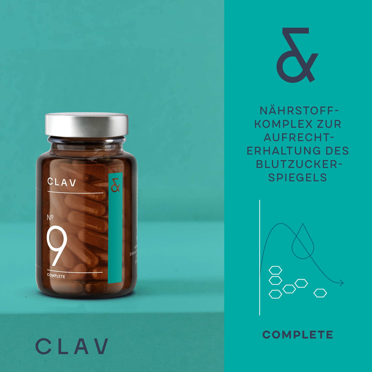 CLAV® N°9 SUGAR FIX - Capsule de scorțișoară cu 400 mg extract de scorțișoară, 40 μg crom și 10 mg zinc pe doză zilnică plus beta glucan, arbore de jambul și pepene amar - echilibru zahăr din sânge - 60 capsule - vegan