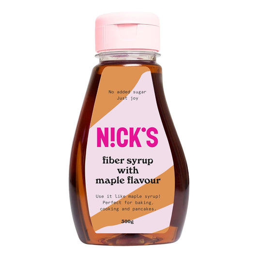 Nicks fiber sirup med ahornsmag, ahornsirup, naturlig keto -sødestof med høj fiber uden tilsat sukker, glutenfri, lavt kulhydrat vegansk sukkerstatus (300 g)