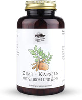 Kräuterhandel Sankt Anton - 180 Cápsulas de canela - 400 mg Extracto de canela dosis diaria - Dosis alta - Cromo - Zinc - Alemania Premio Calidad