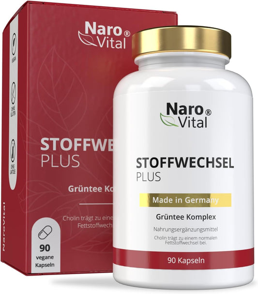 Stoffwechselkomplex - stark dosiert mit grünem Tee, grünem Kaffee, bitterer Melone, Guarana, Cholin und Ingwer - 90 vegan