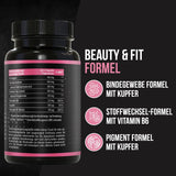 BRNR LADY BRNR – BeautyFit Stoffwechselformel mit Vitamin B6, Bindegewebe mit Kupfer, Kollagen, hochdosierte Hyaluronsäure, Biotin, 120 Kapseln