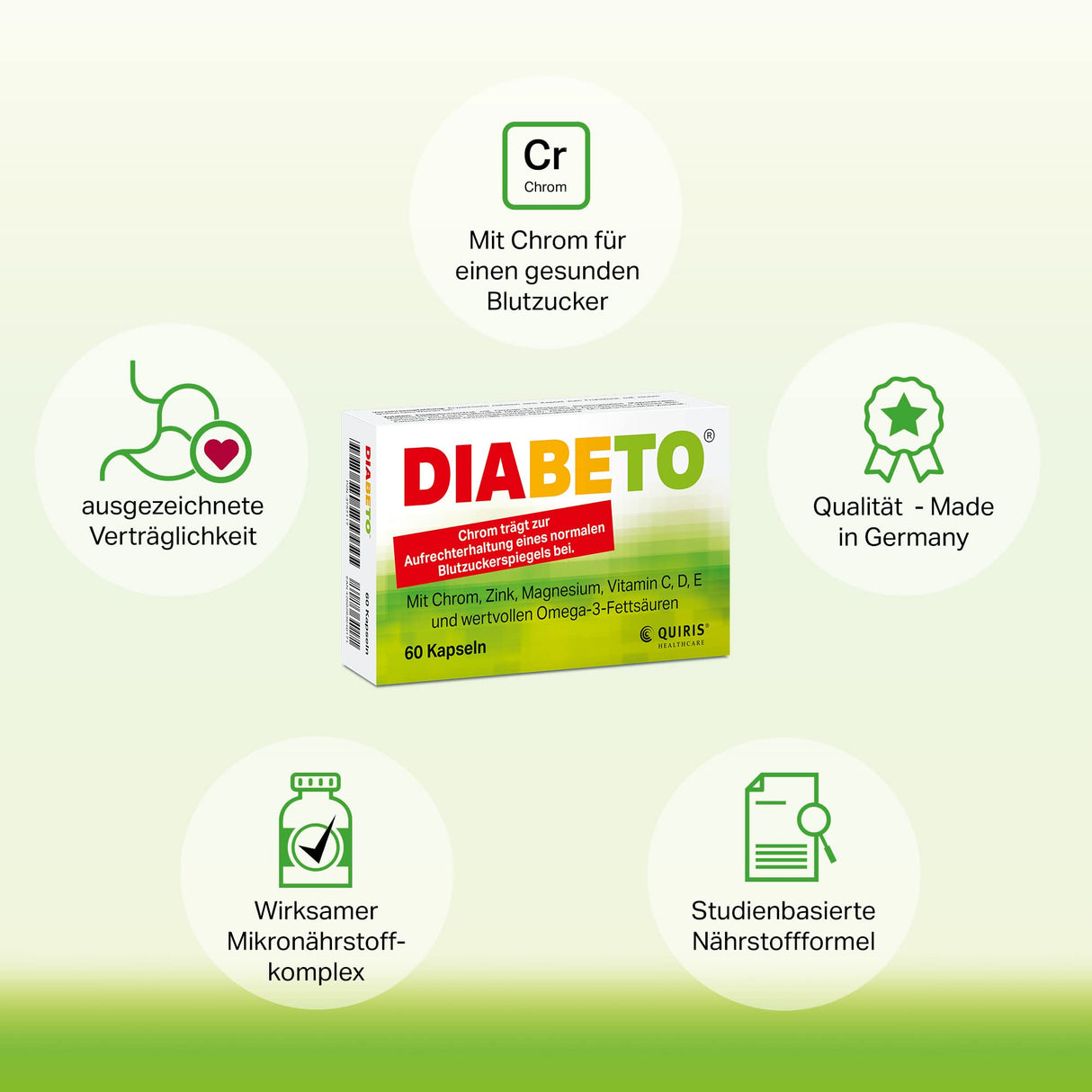 DIABETO, 60 capsules, with chromium to maintain normal blood sugar levels