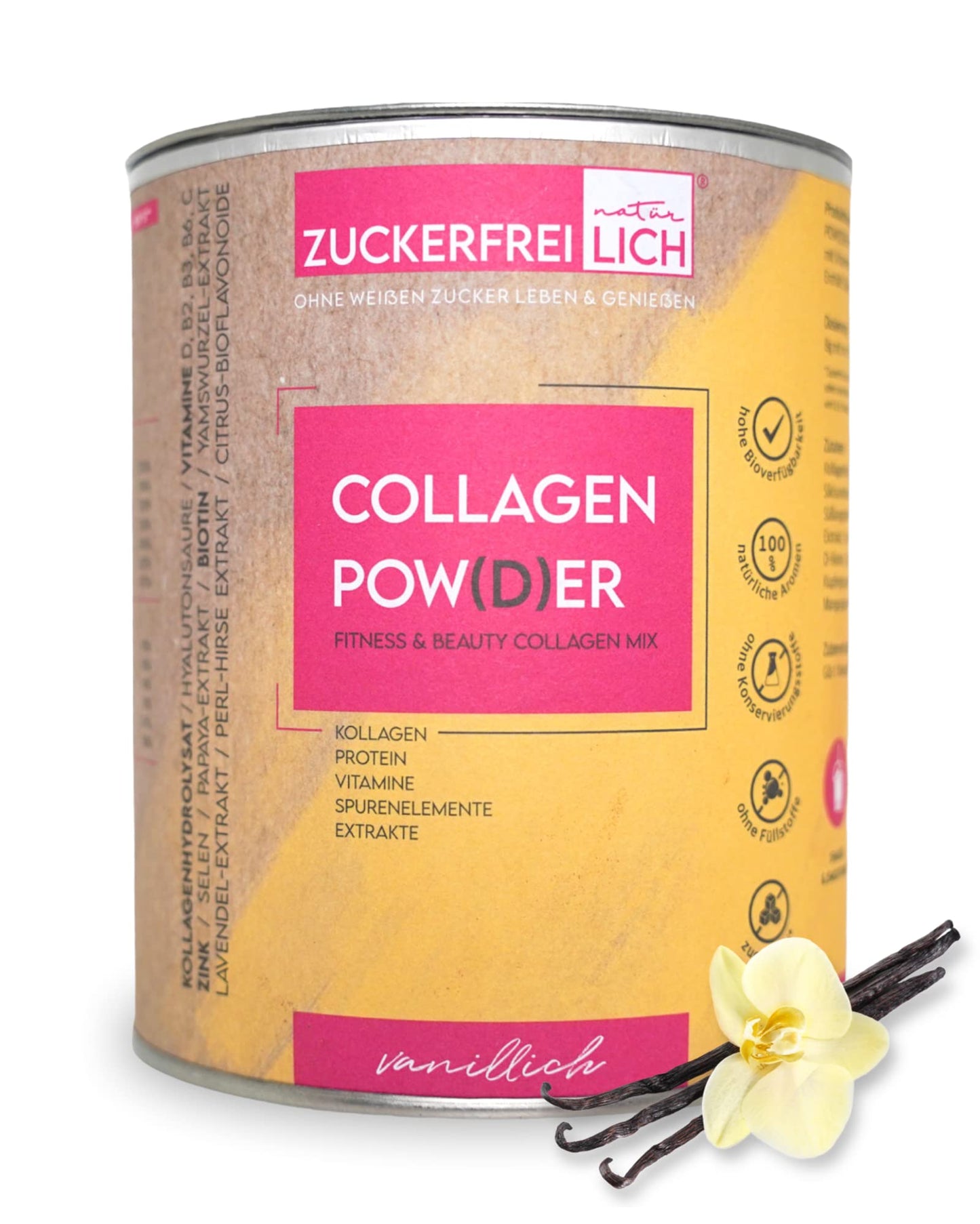 Zuckerfreilich Collagen Pulver Kokos 240g Ohne Zucker, Kollagen MIT Vitaminen, Zuckerfreies Protein und SpurenElementen, Hochdosert MIT 7.000 mg Kolagenhidrolysat Pro Portion