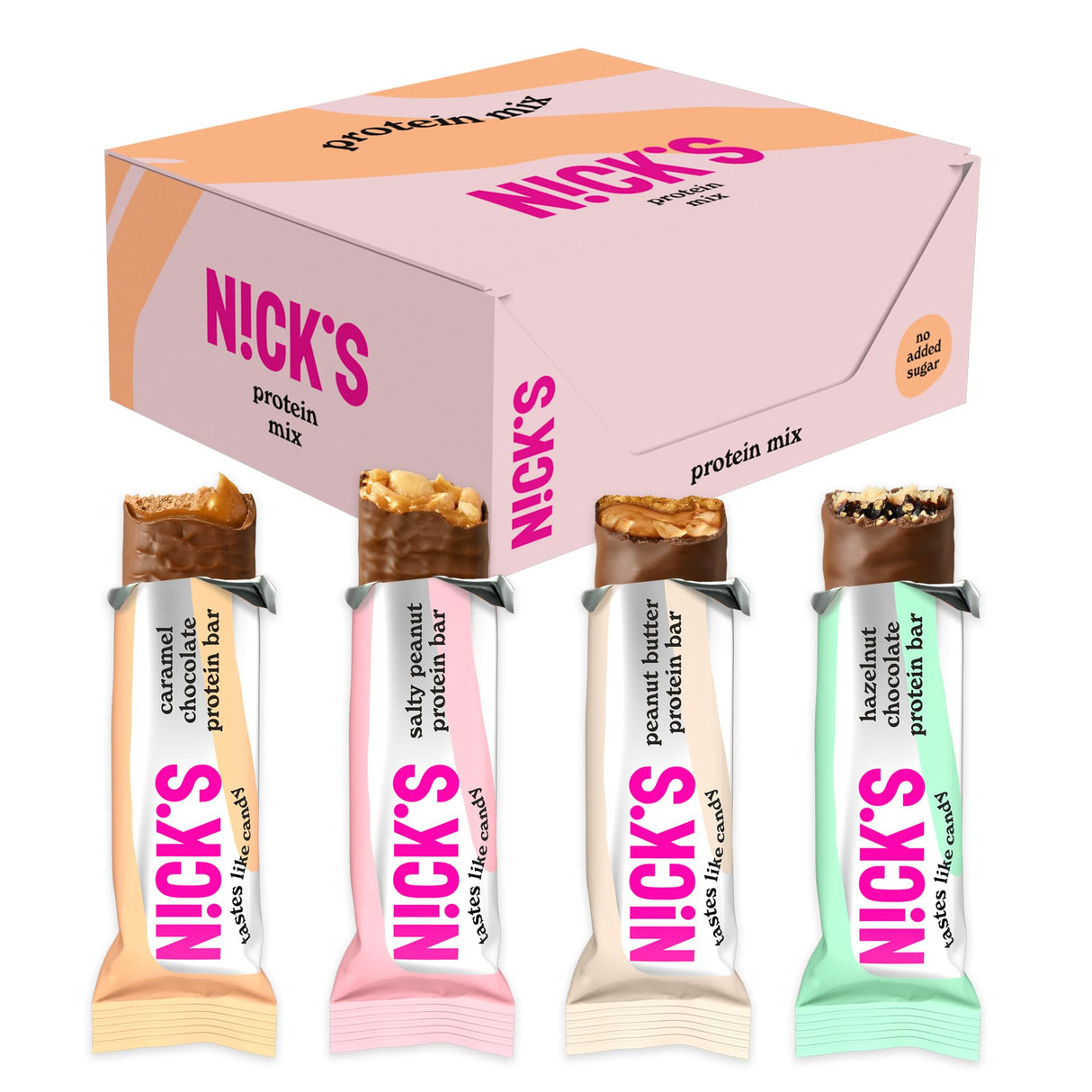 NICKS Protein Bar Mix, Keto Protein Bars Low carb snacks without added sugar, Gluten free | 15g protein with collagen (9 protein bars x 50g)