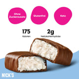 NICKS Keto Bars Peanuts n fudge, chocolate peanuts caramel snacks, 175 calories, 3.9 net carbs, no added sugar, gluten free, low carb sweets (15x40g)