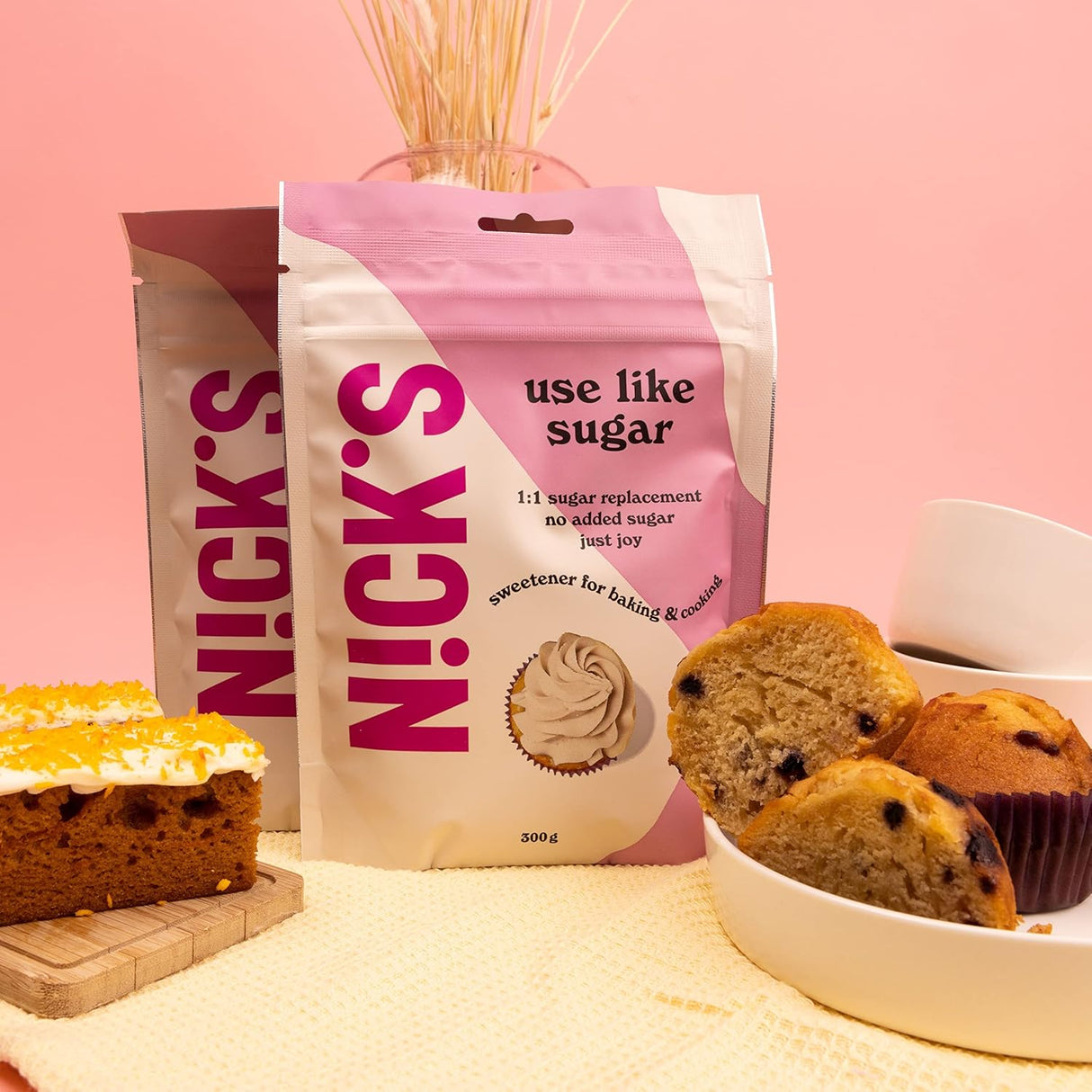 NICKS Use Like Sugar, low-calorie sugar substitute, perfect low-carb baking sweetener mix of xylitol, erythritol, stevia and polydextrose | Keto | Vegan (1 kg)