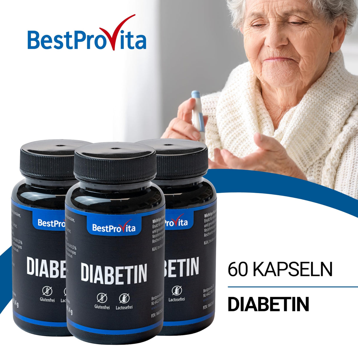 BestProvita Diabetin Capsules (3 x 60 Diabetin Capsules) - Naturlig multivitaminstøtte for type 2 Diabetes, blodsukker senking og diabetes -vitaminer