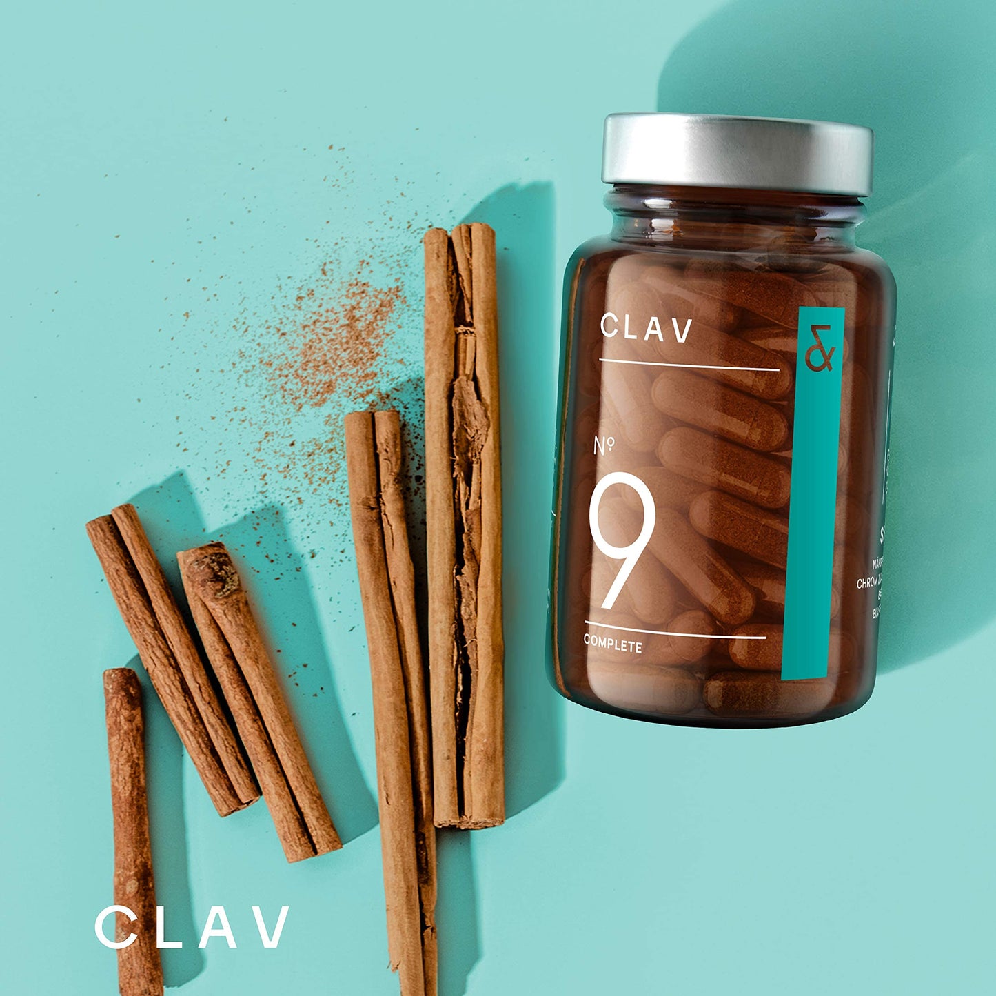 CLAV® N°9 SUGAR FIX - Cápsulas de canela con 400 mg de extracto de canela, 40 μg de cromo y 10 mg de zinc por dosis diaria más beta glucano, árbol de jambul y melón amargo - equilibrio de azúcar en sangre - 60 cápsulas - vegano