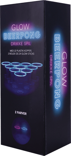 Beerpong Glow - 22 Kopper + 2 Bolde + 24 Glow Sticks