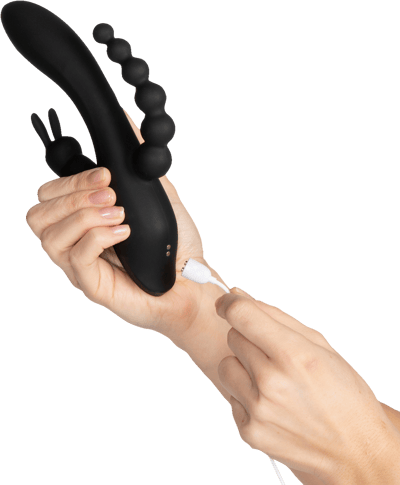 Sündige dreifache Opladelig -Kaninchenvibrator