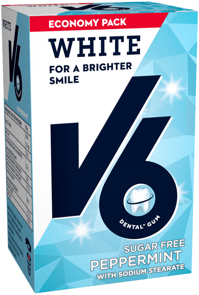 V6 Weiße Pfefferminze Økonomipakke 72 g