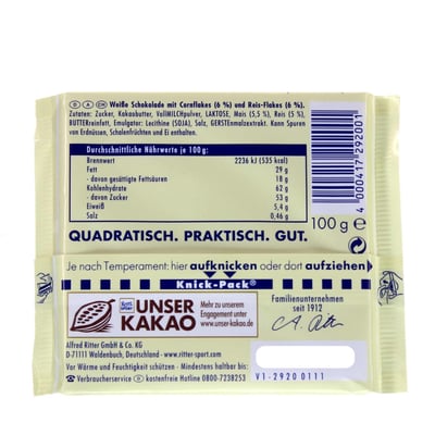 Ritter Sport hvid sprø 100 g
