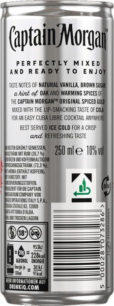 Capitán Morgan y Cola 10% 025 L + Pant