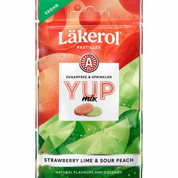 Läkerol yup mix sour pesca e fragola lime 30 g.