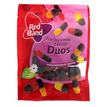 Banda roja Fruchtgummi Duos de regaliz 200g