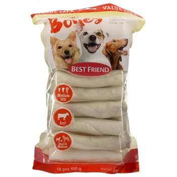 Cel mai bun prieten Bones Bigbite Chewing Roll White 12cm, 18-pachet